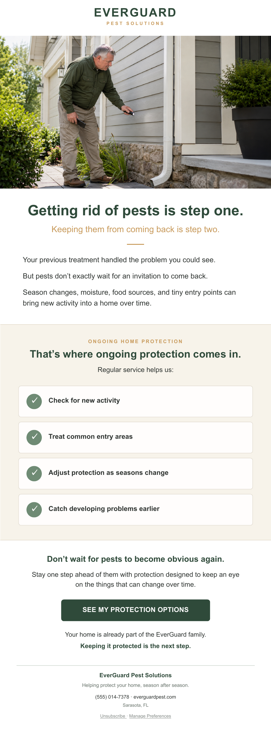 EverGuard Pest Solutions customer retention email